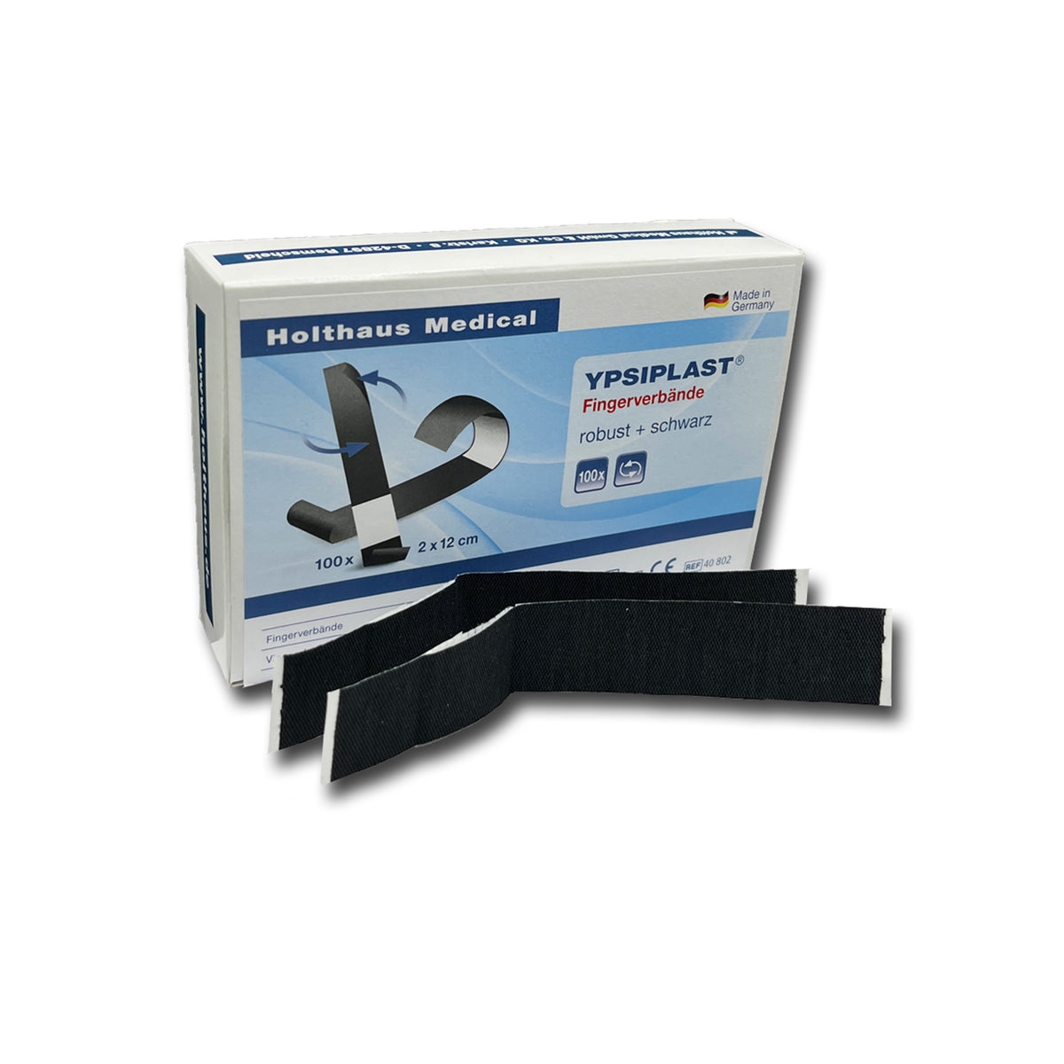 Holthaus Medical YPSIPLAST® Fingerverbände, schwarz, robust, 2×12 cm, 100 Stück