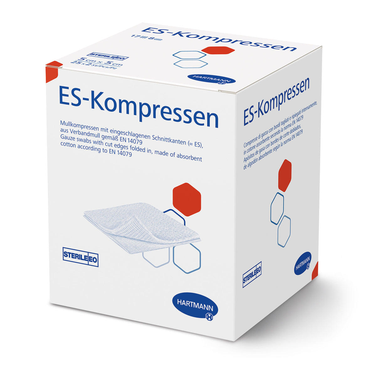 Sterile ES-Kompressen 7,5×7,5 cm in Kartonverpackung, Hartmann-Branding