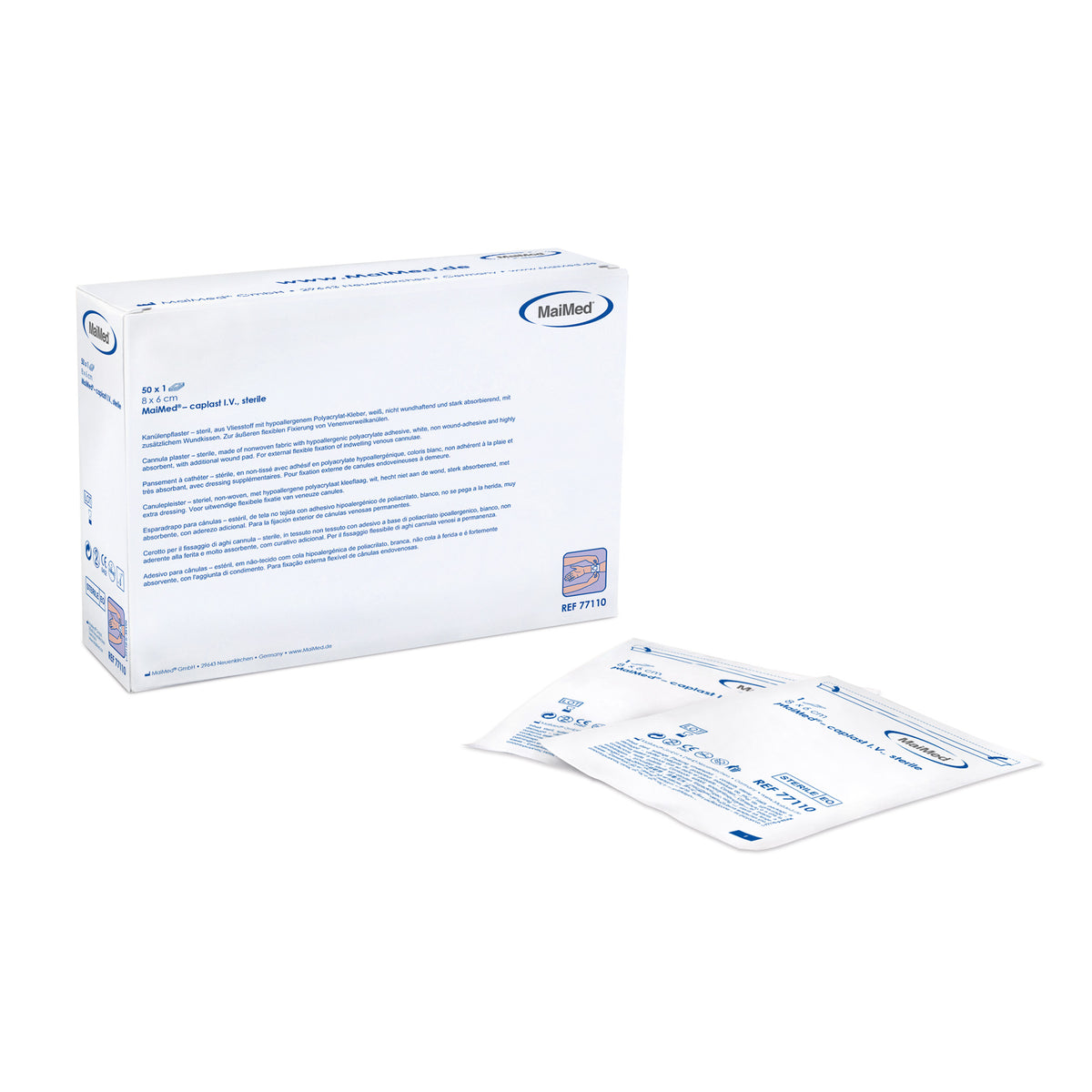 Sterile Kanülenpflaster MaiMed Caplast, 8x6 cm, 50 Stk.