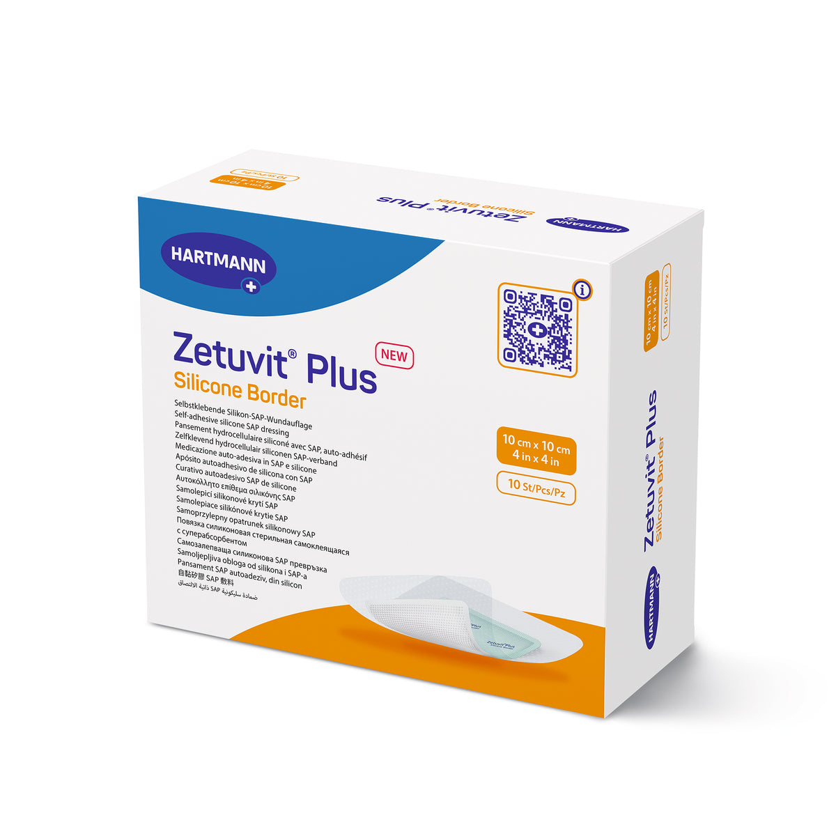 Hartmann Zetuvit® Plus Silikonrand-Verband, 10×10 cm, Packung