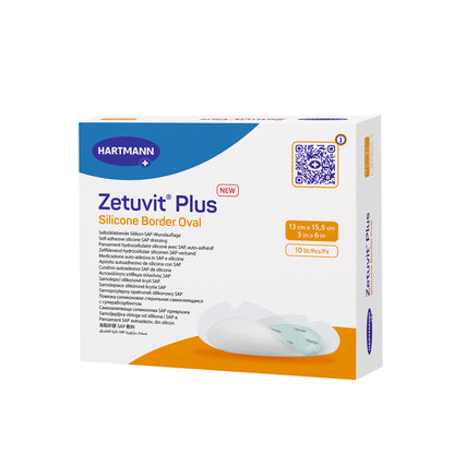 Hartmann Zetuvit® Plus Box, ovale Silikon-Kontaktschicht im Klebeflächen-Design