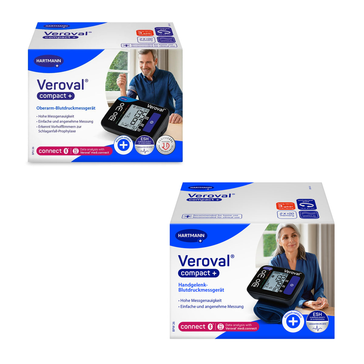 Blutdruckmessgerät Veroval® Compact Connect von Hartmann für Oberarm, Verpackung