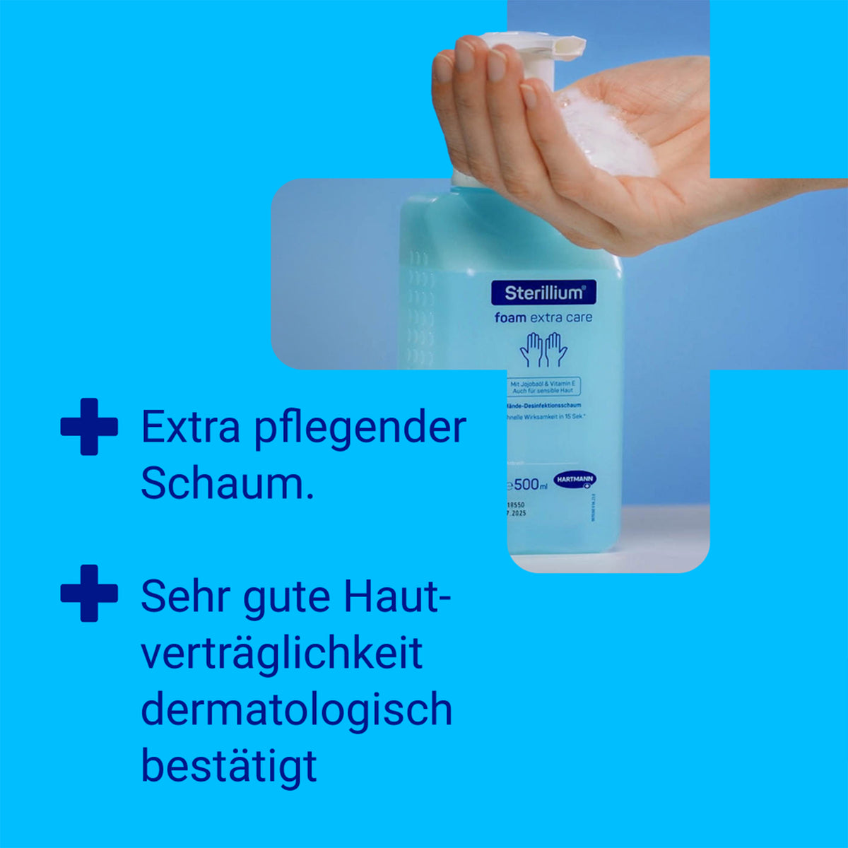 Hartmann Sterillium® Schaum-Dispenser mit Pumpe; Hände erhalten Schaum zur Anwendung