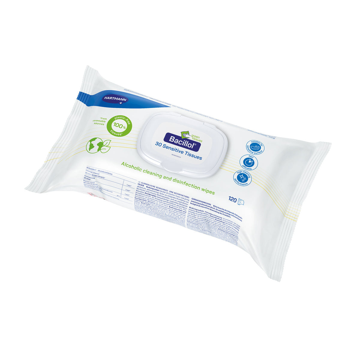 Bacillol® 30 Sensitive Green Reinigungstücher, 120 Tücher, Packung