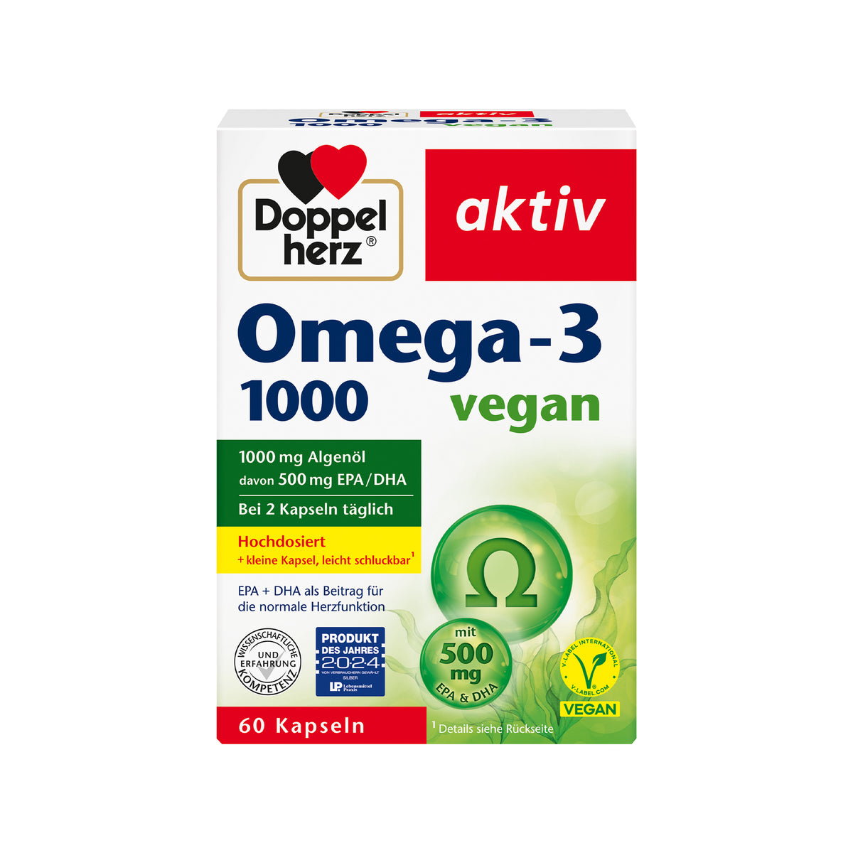 Doppelherz aktiv Omega-3 1000 vegan: Packung mit 60 Kapseln