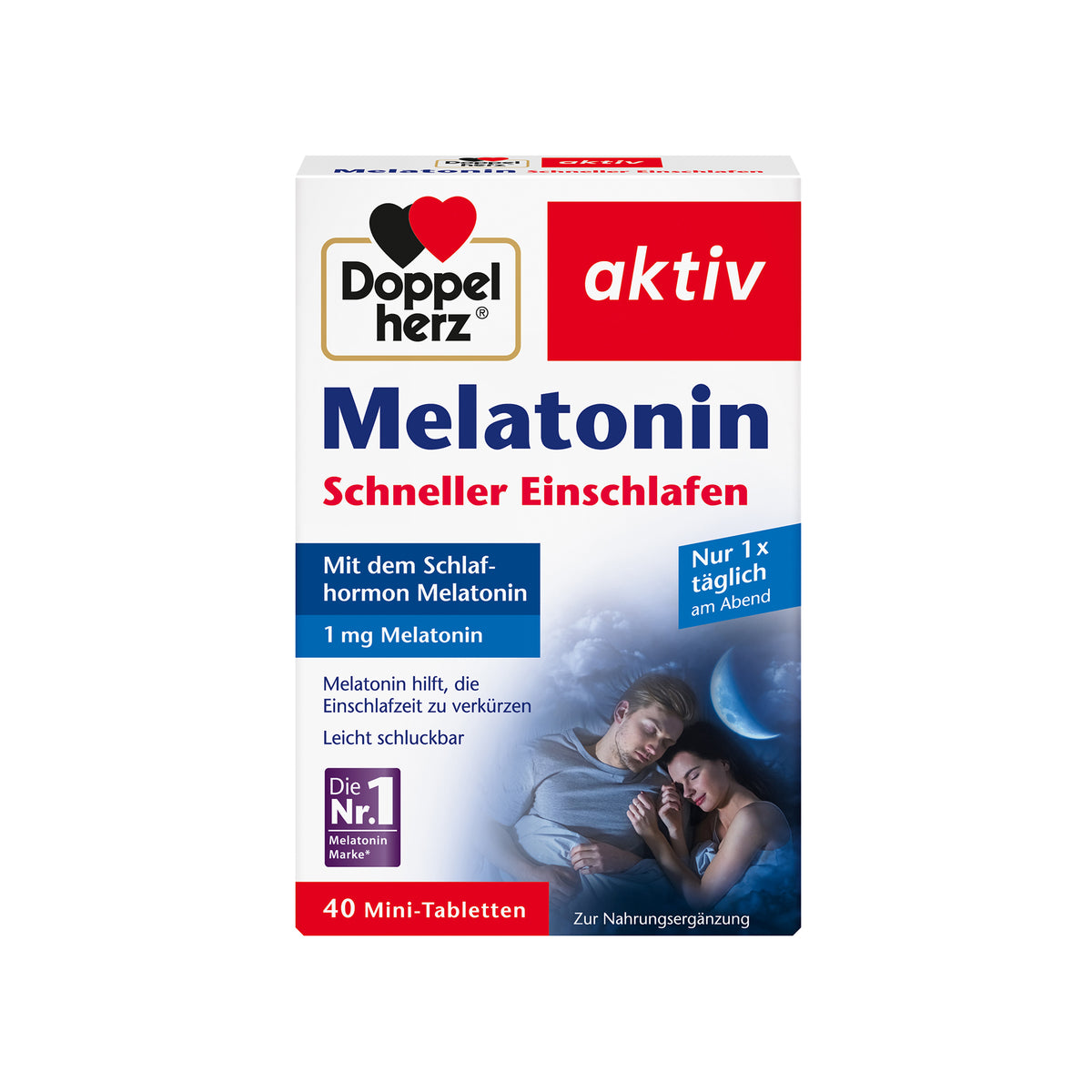 Melatonin Mini-Tabletten-Packung aktiv Doppelherz, 40 Mini-Tabletten