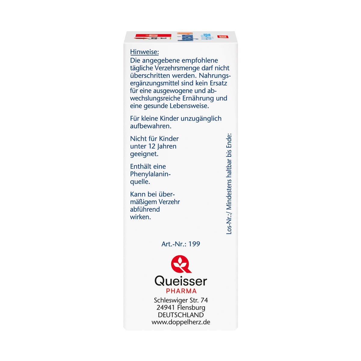 Doppelherz aktiv Magnesium Direkt Packung mit Herstellerangaben Queisser Pharma