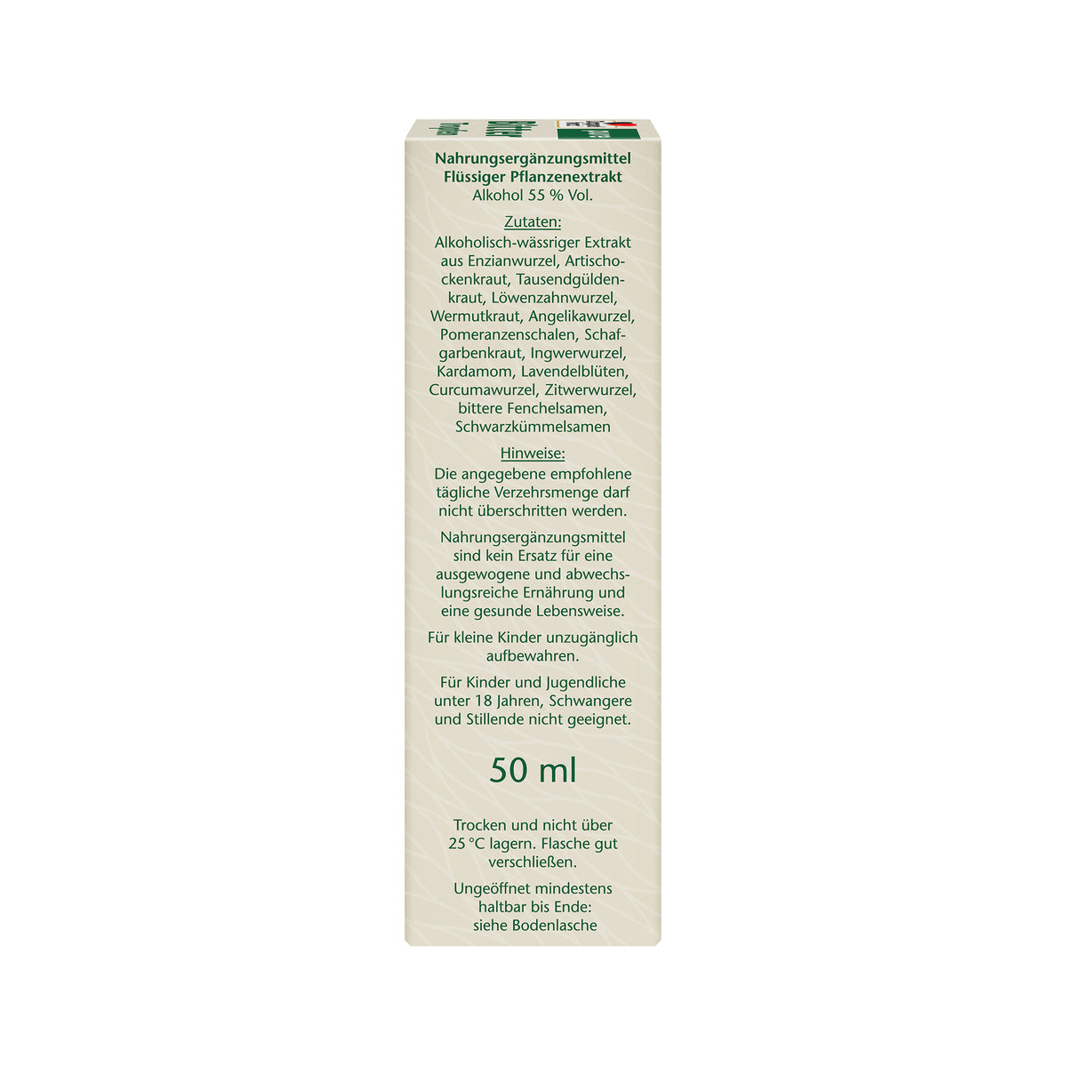 Doppelherz pure Bitter Tropfen Packung mit Anwendungshinweisen, 50 ml