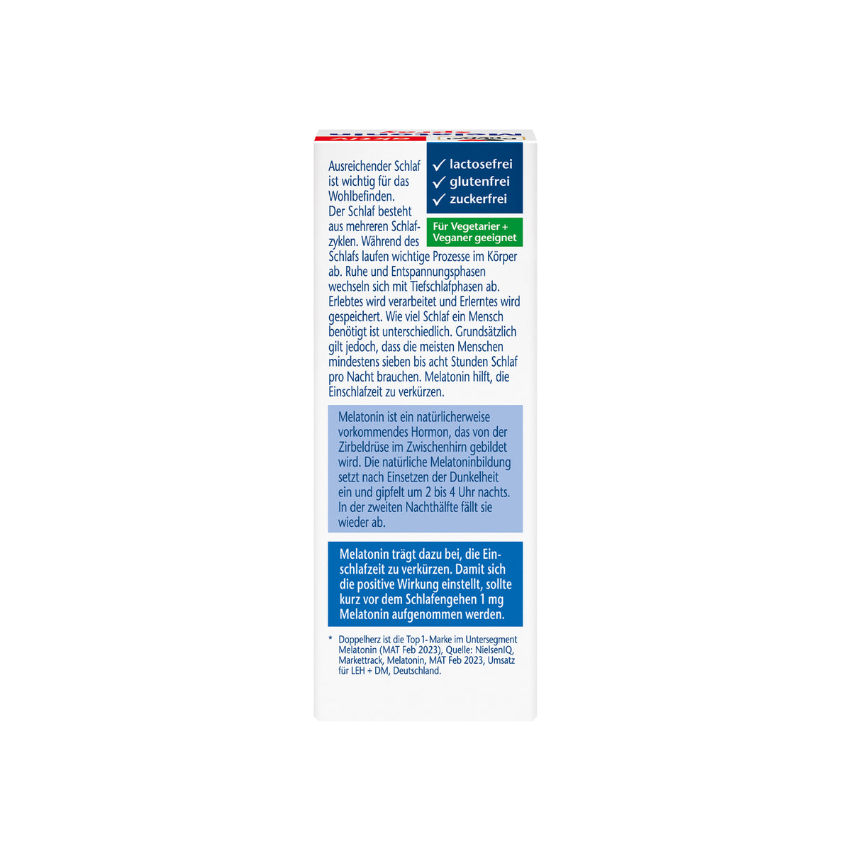 Doppelherz aktiv Melatonin-Spray, 20 ml, Rückseite mit weiteren Details und Hinweisen