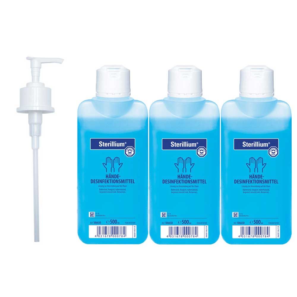 Hartmann Sterillium Händedesinfektion, 3×500 ml mit Dosierpumpe