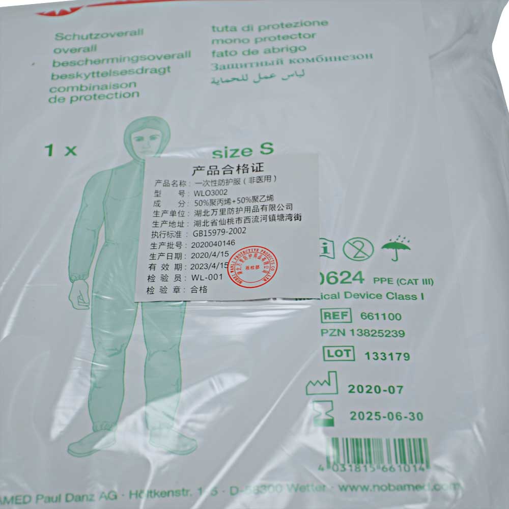 Schutzoverall NOBAVEK® weiß, Größe S, im Folienbeutel verpackt