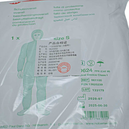 Schutzoverall NOBAVEK® weiß, Größe S, im Folienbeutel verpackt