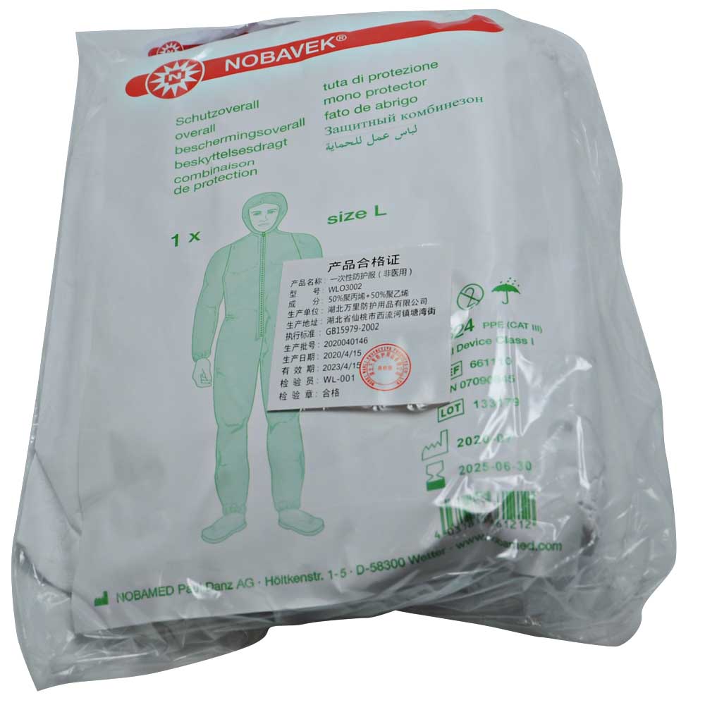 Schutzoverall NOBAVEK® weiß, Größe L, im Folienbeutel verpackt