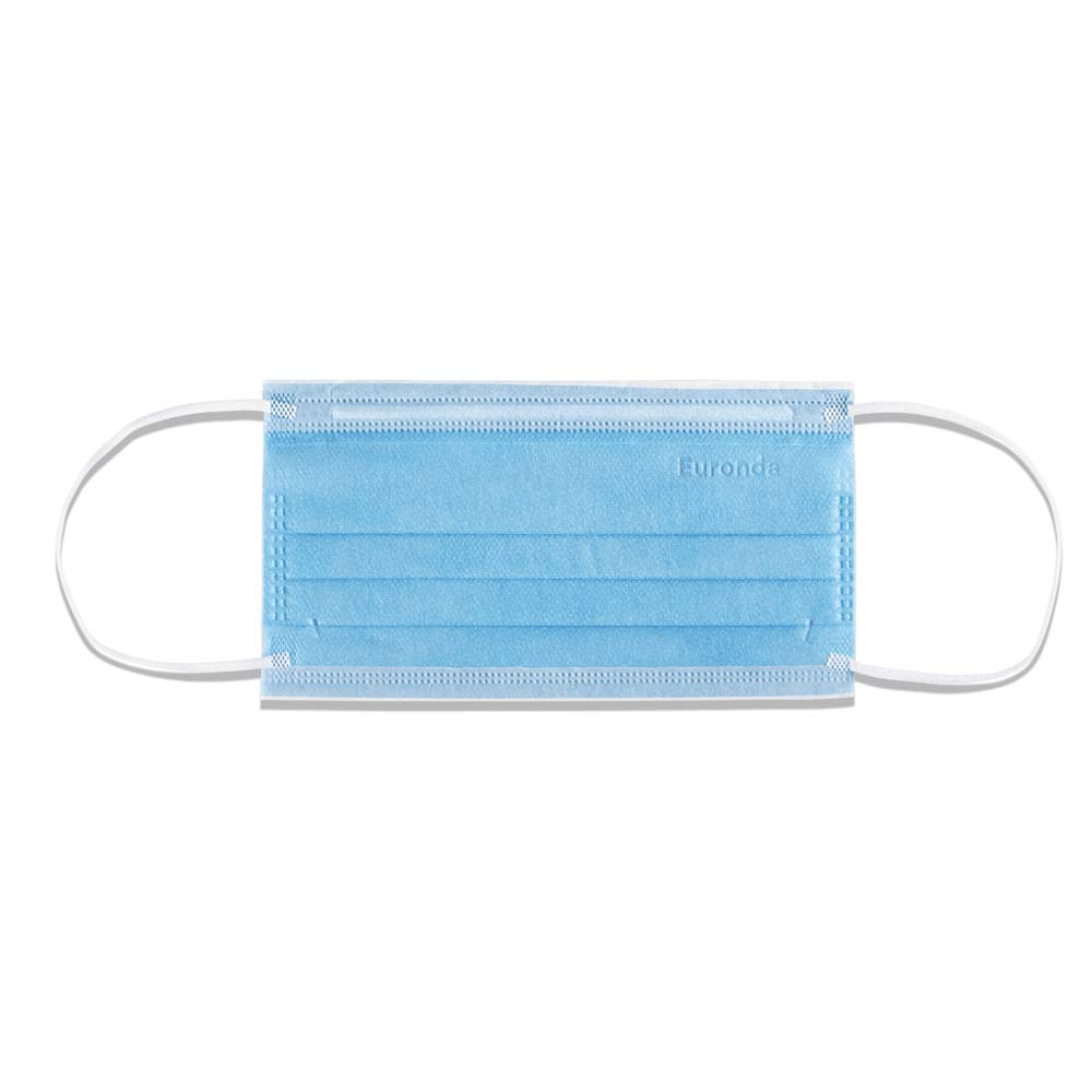 Blauer 4-lagiger OP-Mundschutz mit Ohrschlaufen, Euronda Monoart Protection