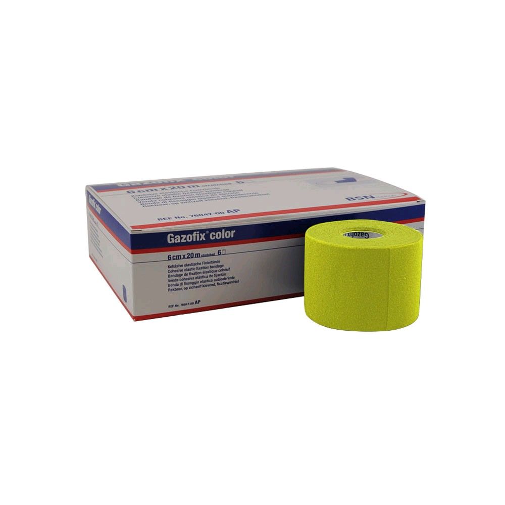 Fixierbinde-Rolle Gazofix color in Gelb, mit Umverpackung