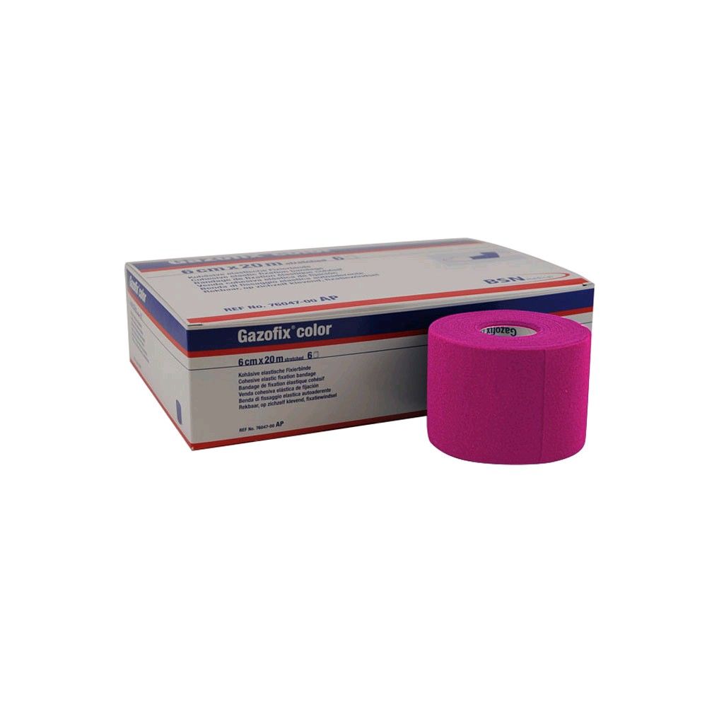 Fixierbinde-Rolle Gazofix color in Magenta, mit Umverpackung