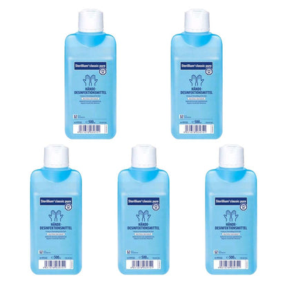 Sterillium classic pure Handdesinfektionsmittel-Set, 5×500 ml, blaue Flaschen