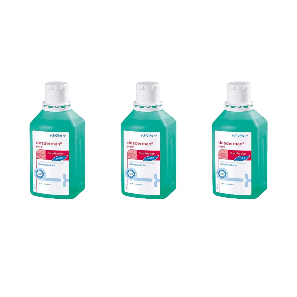 3er-Set Händedesinfektion: Schülke desderman pure Flaschen, je 1000 ml
