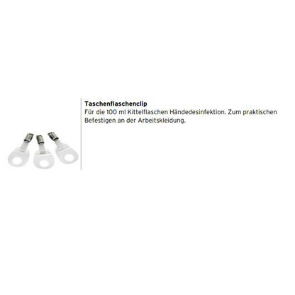 Ecolab Taschenflaschenclip, mehrere graue Clips mit dunklem Verschluss