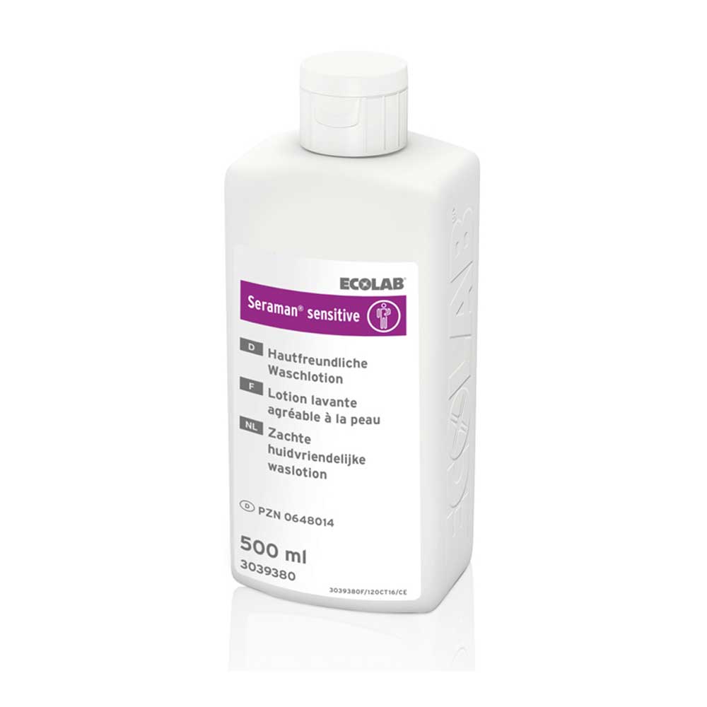 Waschlotion Ecolab Seraman sensitive, 500-ml-Flasche mit Vorderetikett