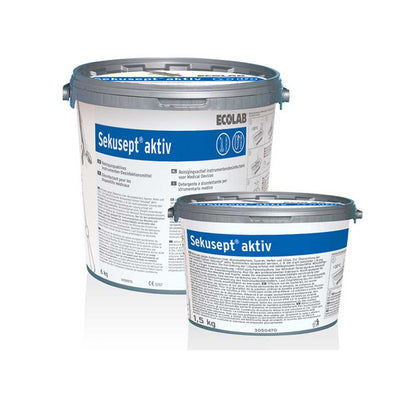 Instrumentendesinfektionsmittel Ecolab Sekusept aktiv: zwei Eimer, 1,5 kg und 6 kg