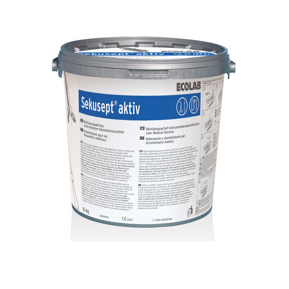 Instrumentendesinfektionsmittel Ecolab Sekusept aktiv, Eimer mit Rückseitenetikett, 6 kg