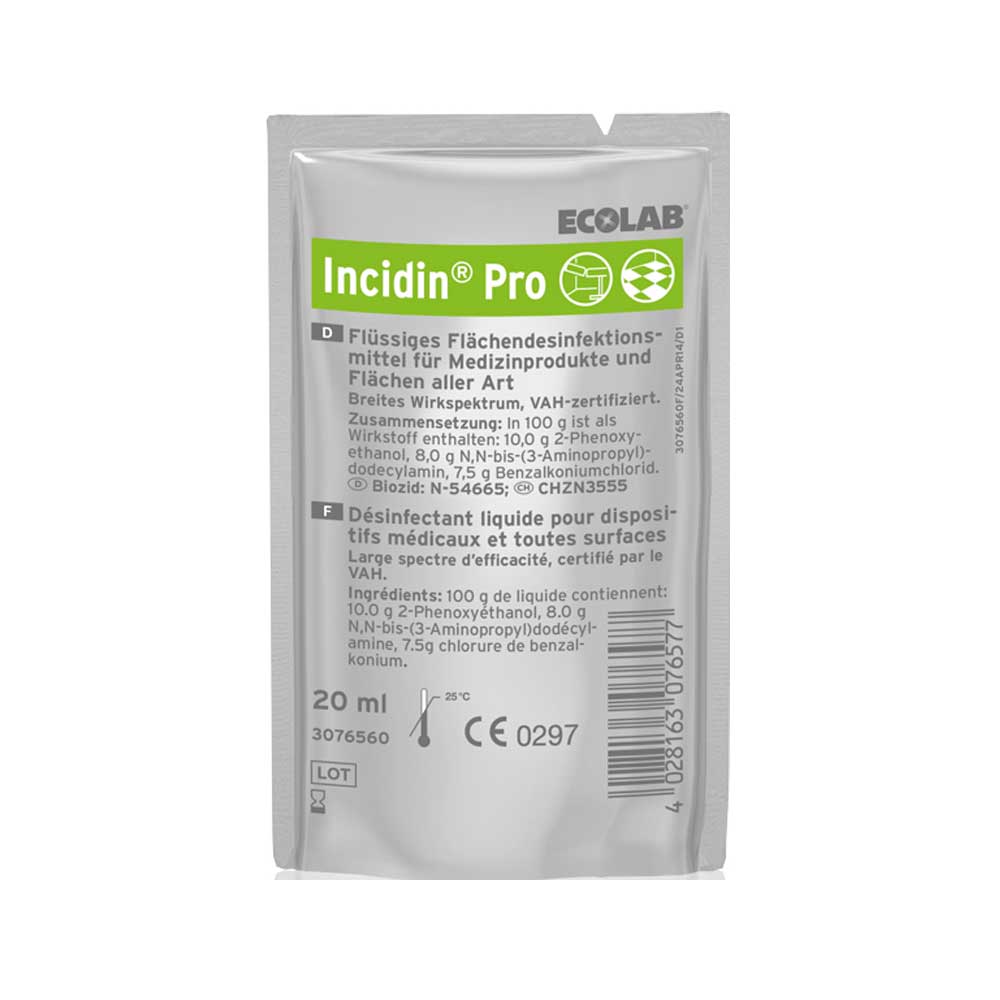 Incidin Pro Flächendesinfektion, 20-ml Nachfüllbeutel mit Ecolab-Label