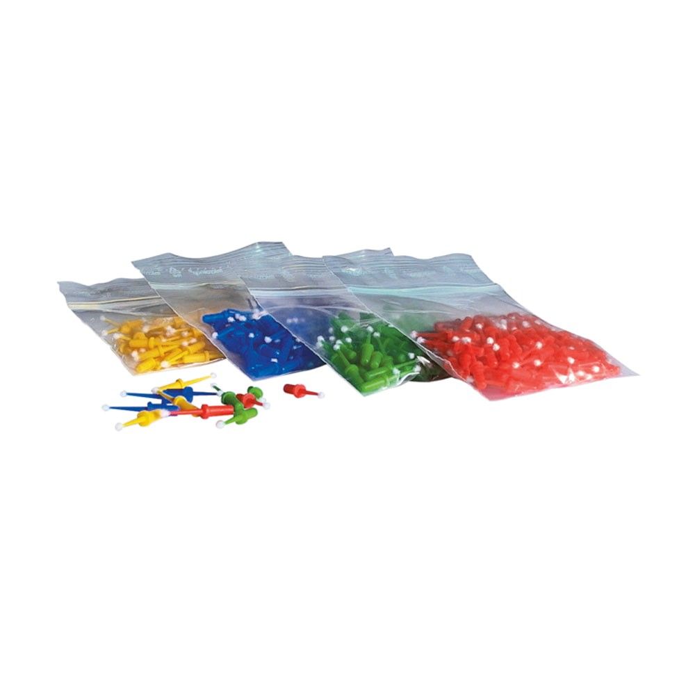 Set Applikationstips mit farbigen Beuteln und verstreuten Spitzen: gelb, blau, grün, rot