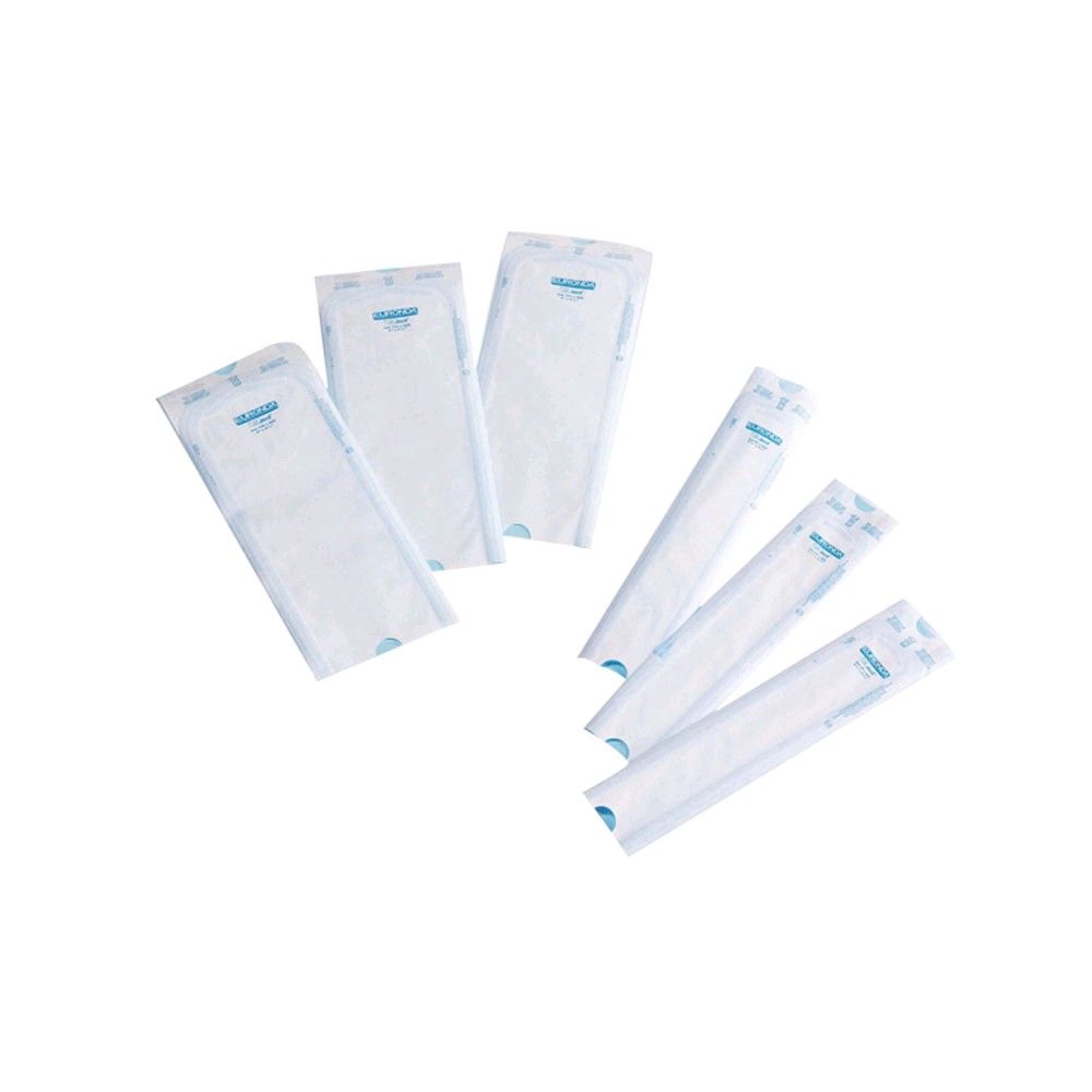 Sterilisationsbeutel-Set, selbstklebend, 200 Stück; transparente Folie mit blauer Beschriftung