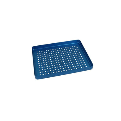Euronda Mini-Tablett-Boden aus Aluminium, blau, gelocht mit Lochmuster