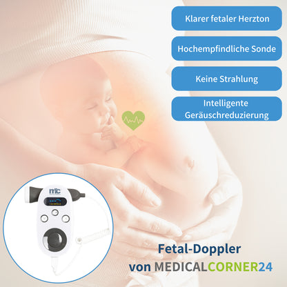 Fetal-Doppler für den Bauch einer schwangeren Frau, Gerät im runden Detailausschnitt