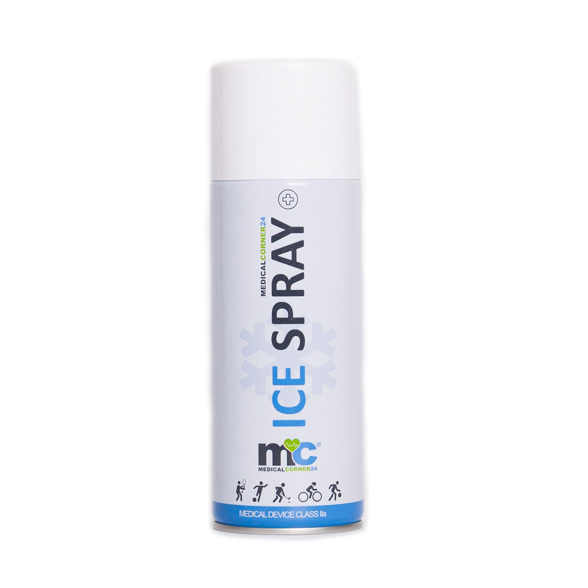 MC24 Ice Spray Kältespray-Dose mit weißem Sprühkopf und blauem Etikett, 400 ml