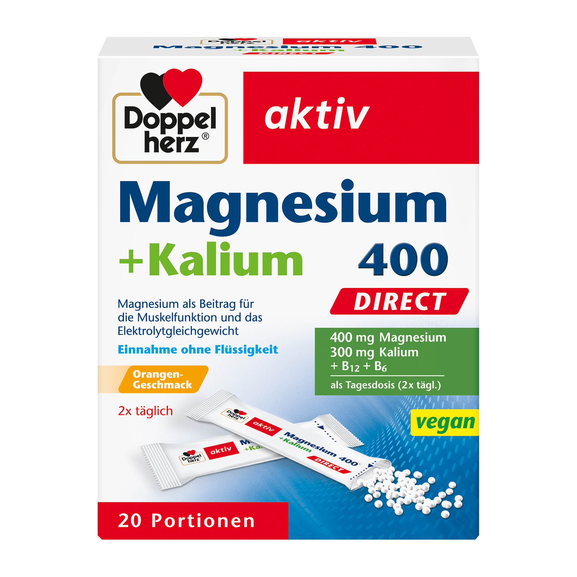 Doppelherz aktiv Magnesium + Kalium, direct, 20 Portionen