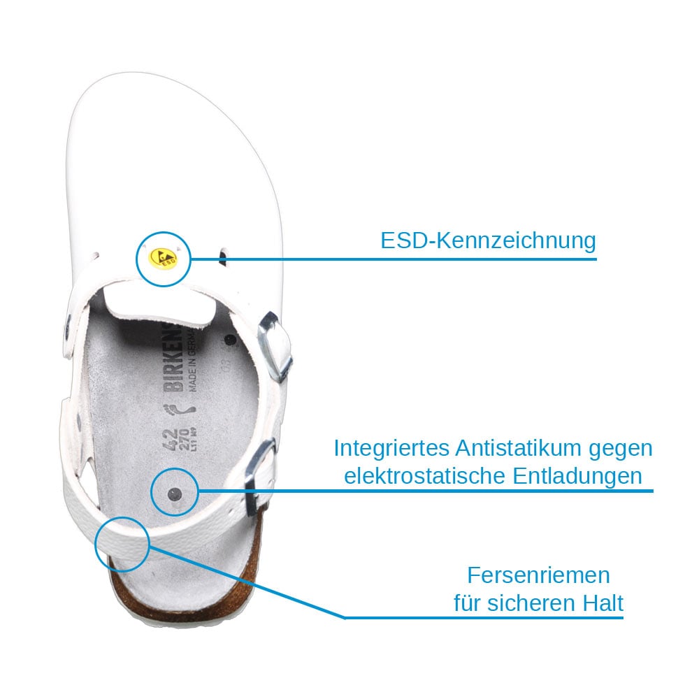 Birkenstock Tokio ESD, TÜV-geprüft, weiß, normale Weite, Gr. 42